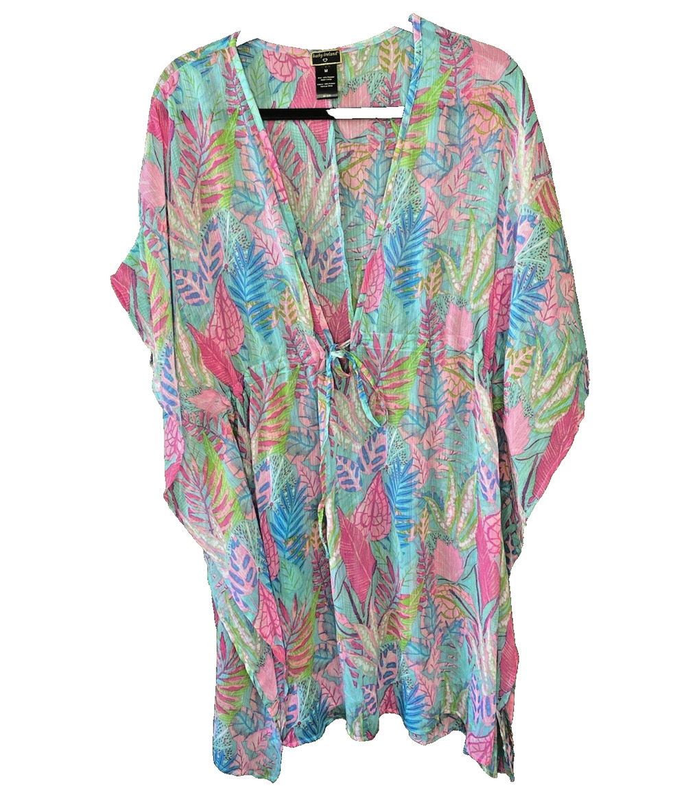Kathy Ireland Swim Coverup Womens Medium Tropical Vacation Resort Beach Dress